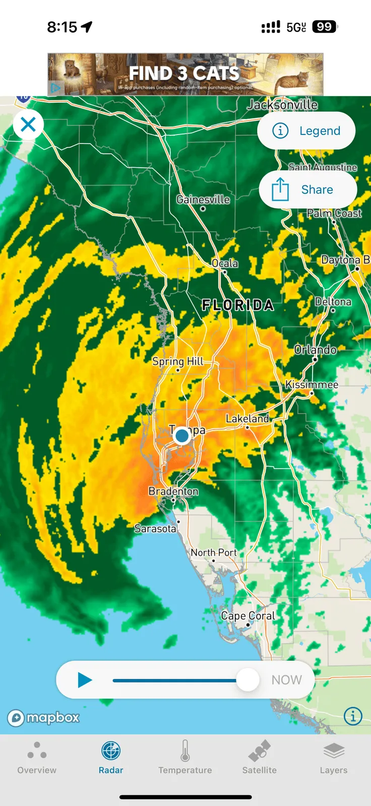 Hurricane Milton radar over Tampa Bay, Florida