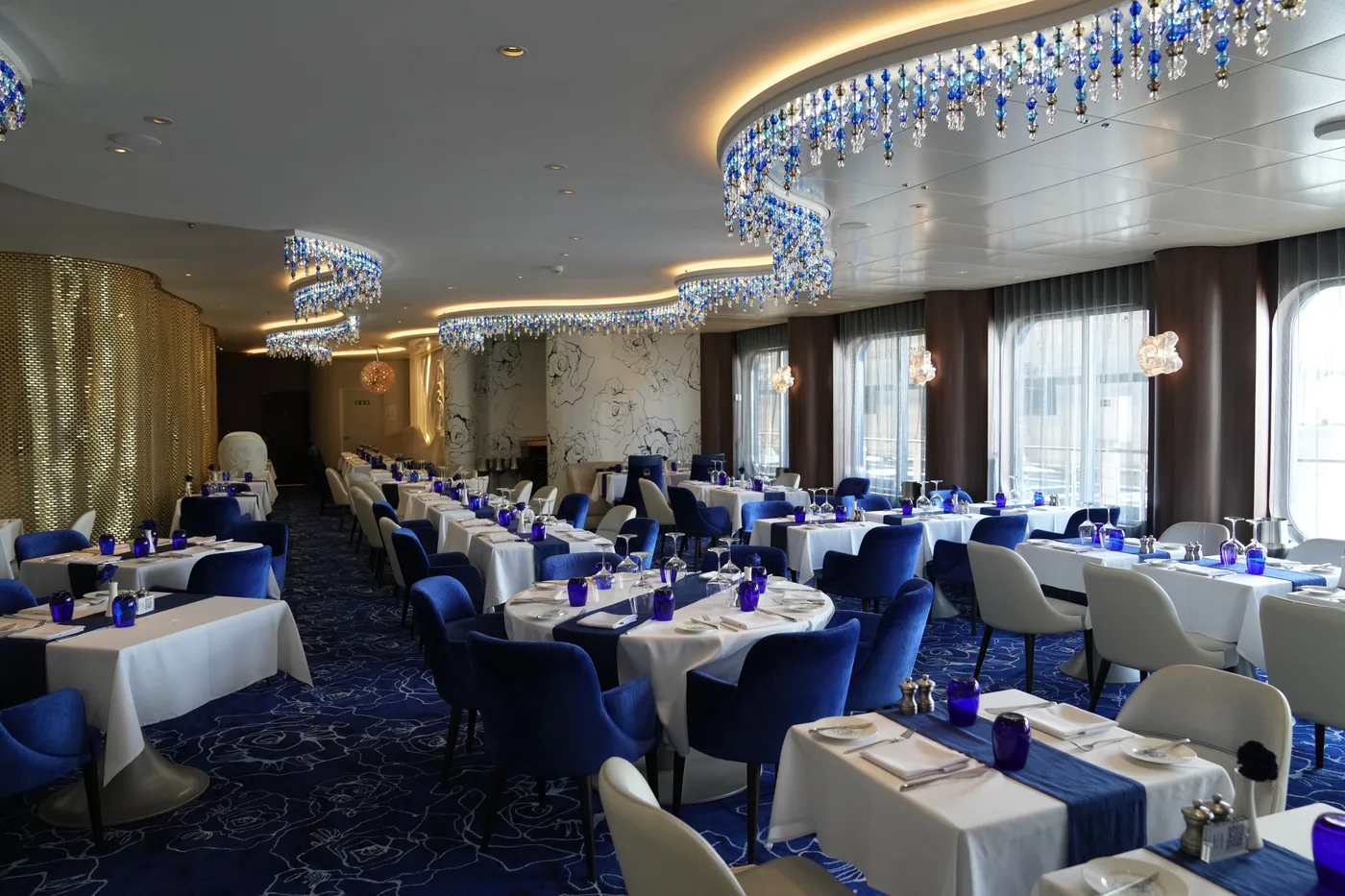 The Blu restaurant aboard Celebrity Apex, set for service