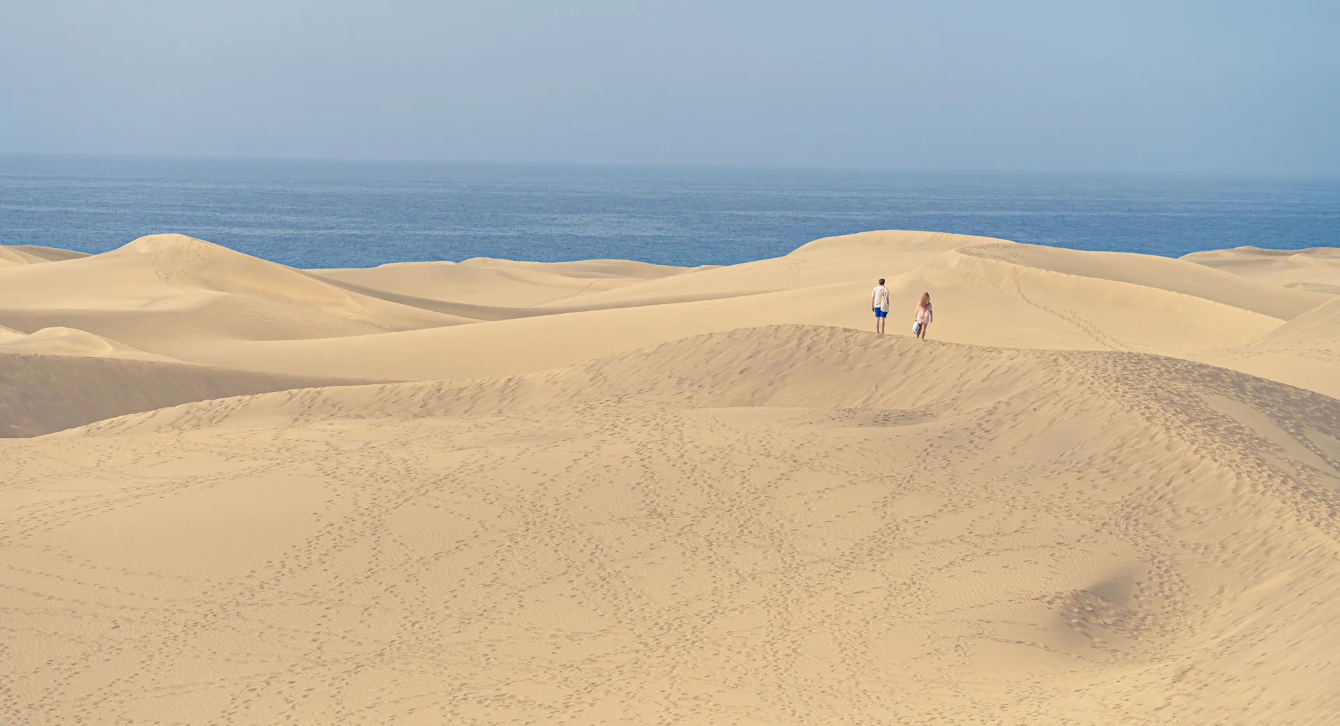 The Maspalomas dunes on Gran Canaria running down to the Atlantic