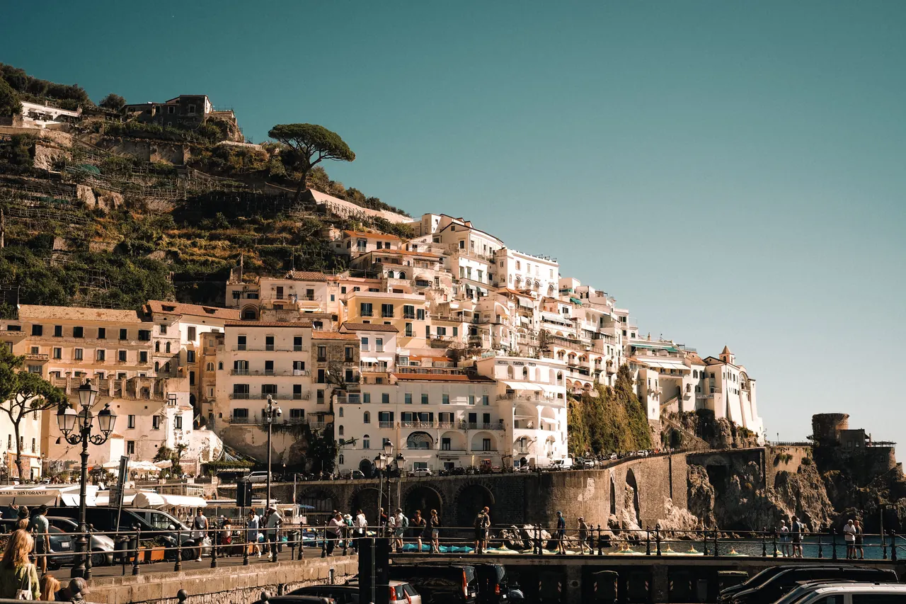 Charming hillside town on the Amalfi Coast showcasing iconic Italian architecture by the sea.