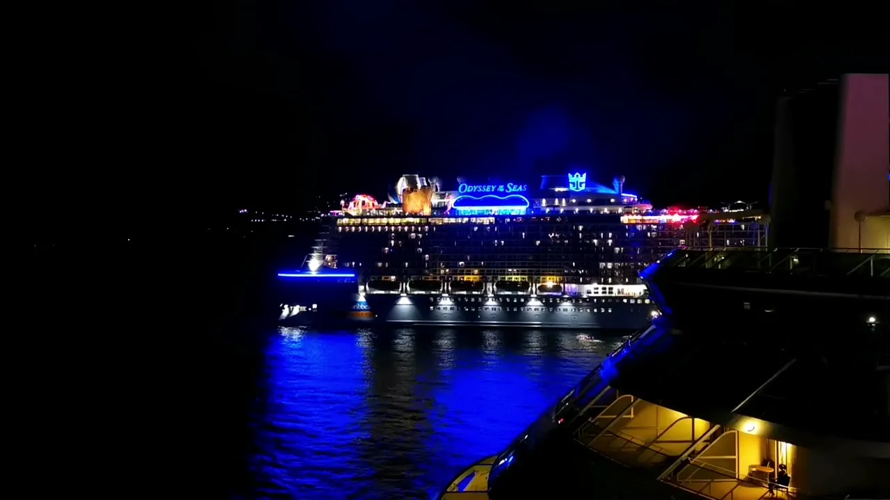 A cruise ship at sea