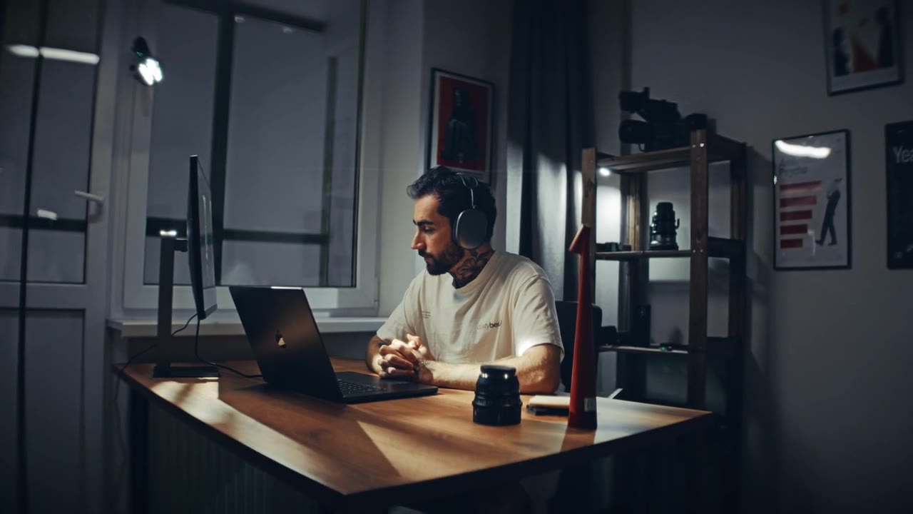 A focused, modern workspace — running lean with an AI team